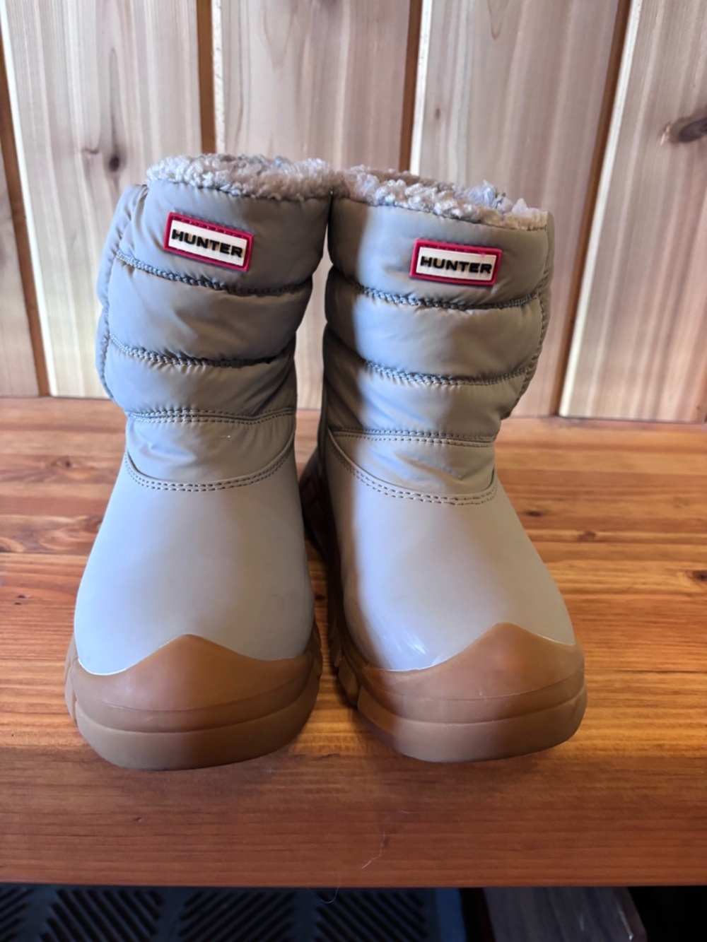 Hunter Kids Beige Snow Boot with Tan Sole